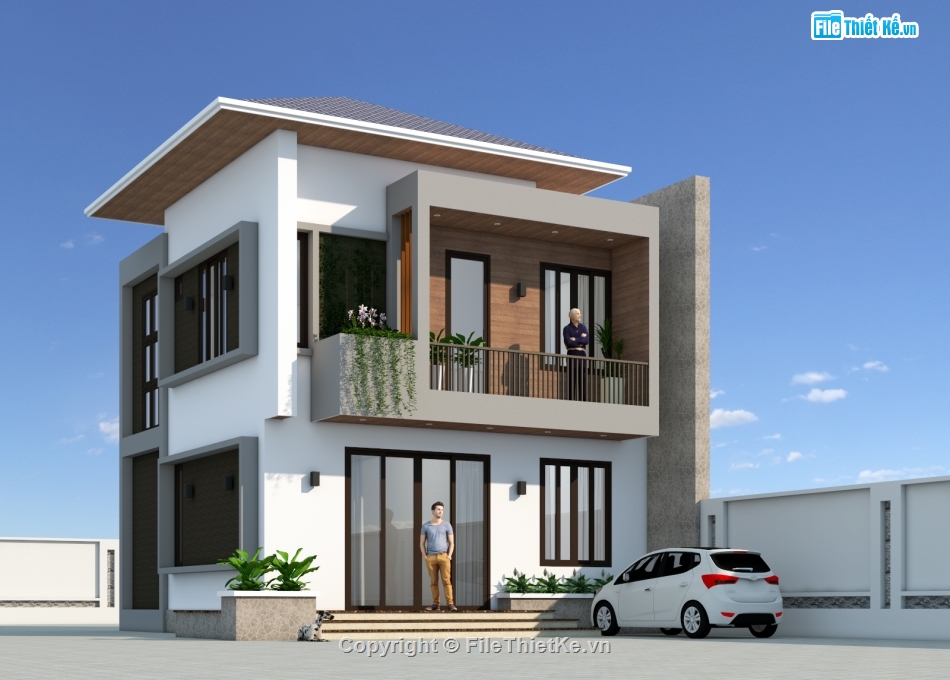 biet thu 2 tang hien dai,biet thu 2 tang 9.4x10.1m,biet thu 2 tang hien dai 4 phong ngu